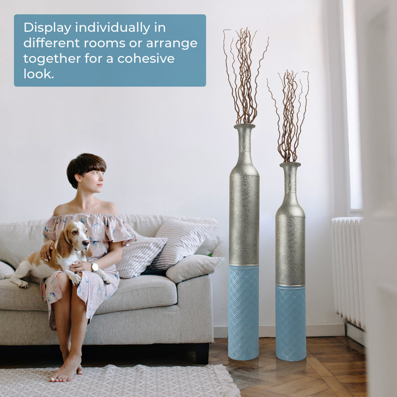 Ivy Bronx Large Metal Floor Vases, Tall Vase Set Of 2, 42" And 36 ...